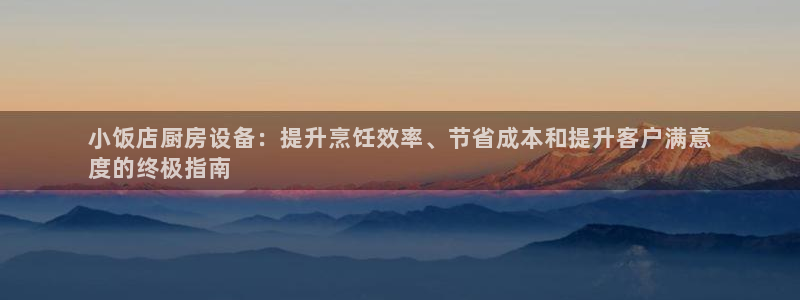 尊龙凯时 人生就是搏!平台：小饭店厨房设备：提升烹饪效率、节